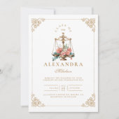 Foto blush Pink Floral Law School Afstuderen Kaart (Voorkant)