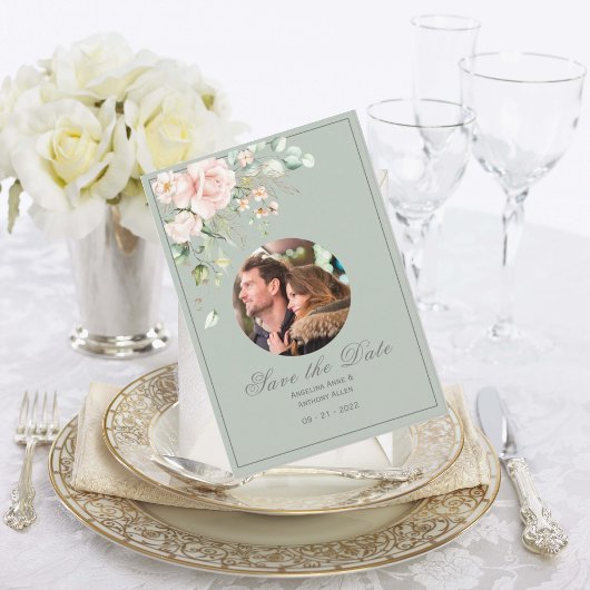 Foto Blush Pink Floral Waterverf Floral Wedding Save The Date