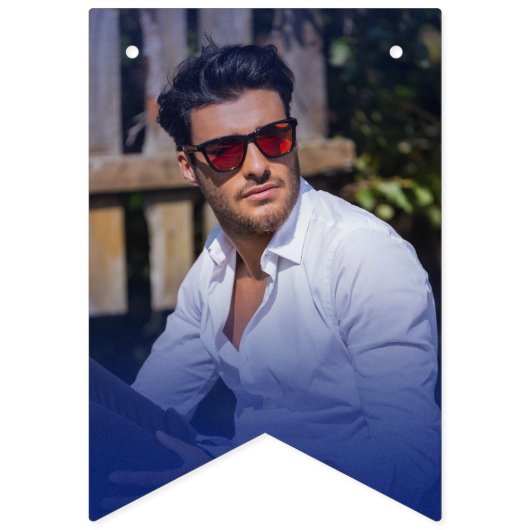 Foto Blush Pink Gradient Happy Birthday Vlaggetjes (Eerste vlag)