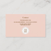 Foto Blush Pink Minimalistisch Retro Visitekaartje (Achterkant)