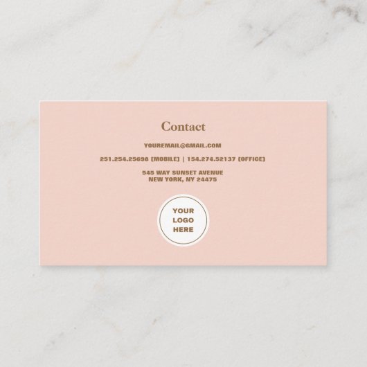 Foto Blush Pink Minimalistisch Retro Visitekaartje (Achterkant)