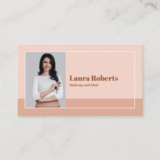 Foto Blush Pink Minimalistisch Retro Visitekaartje (Voorkant)