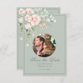 Foto Blush Pink Waterverf Floral Wedding Save The Date (Voorkant / Achterkant)