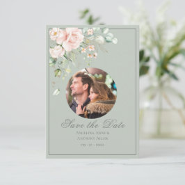 Foto Blush Pink Waterverf Floral Wedding Save The Date