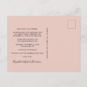 Foto Blush Pink Weddenschappen Reception Save the  Aankondigingskaart (Achterkant)