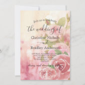 Foto Blush Roos Botanische QR Code Huwelijk Kaart (Voorkant)