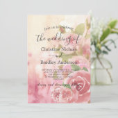 Foto Blush Roos Botanische QR Code Huwelijk Kaart (Staand voorkant)
