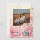 Foto Blush Roos Botanische QR Code Huwelijk Kaart (Achterkant)