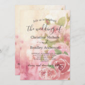 Foto Blush Roos Botanische QR Code Huwelijk Kaart (Voorkant / Achterkant)