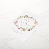 Foto Blush Roze Botanische krans Bruiloft Folie Uitnodiging (Gedraaid)
