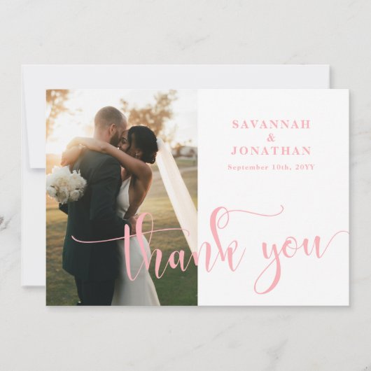Foto Blush Roze Bruiloft Bedankkaart (Voorkant)