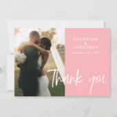 Foto Blush Roze Bruiloft Bedankkaart (Voorkant)