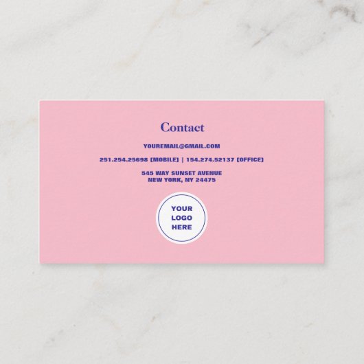 Foto Blush Roze en Groen Minimalistische Retro Visitekaartje (Achterkant)