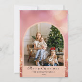 Foto Blush Roze Modern Vrolijk Kerstfeest Feestdagenkaart (Voorkant)