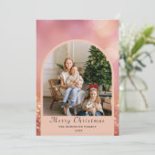 Foto Blush Roze Modern Vrolijk Kerstfeest Feestdagenkaart (Staand voorkant)