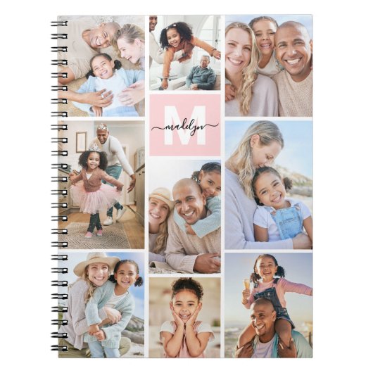 Foto Blush Roze Monogram Notitieboek (Voorkant)