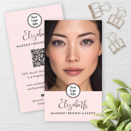 Foto Blush Roze Schrift Zwart Logo QR Code Make-up Visitekaartje