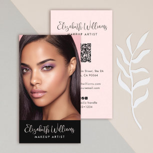 Foto Blush Roze Schrift Zwart Sociaal Icoon QR Cod Visitekaartje