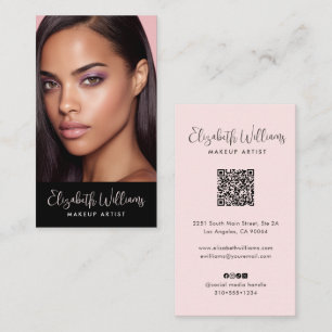 Foto Blush Roze Schrift Zwart Sociaal Icoon QR Cod Visitekaartje