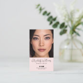 Foto Blush Roze Script Sociaal Icoon QR Code Make- Visitekaartje (Staand voorkant)