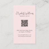 Foto Blush Roze Script Sociaal Icoon QR Code Make- Visitekaartje (Achterkant)