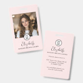 Foto Blush Roze Script Uw Logo Hier Make-up ID Badge (Voor- en achterkant)