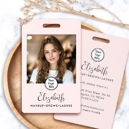 Foto Blush Roze Script Uw Logo Hier Make-up ID Badge