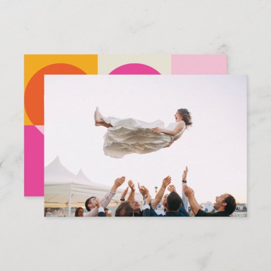 Foto Boda Corazón Naranja y Rosa Gracias Bedankkaart (Voorkant / Achterkant)