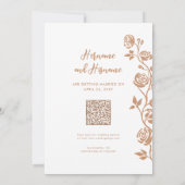 Foto Boho Aardse Hand getrokken Rozen QR Code Webs Save The Date (Achterkant)
