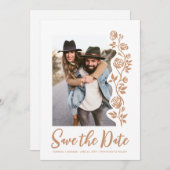 Foto Boho Aardse Hand getrokken Rozen QR Code Webs Save The Date (Voorkant / Achterkant)