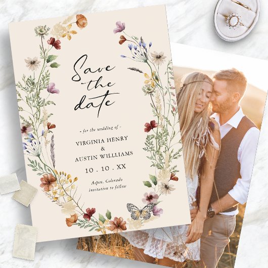Foto Boho Bloemen Save The Date