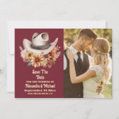 Foto Boho Bloemige Westerse Huwelijk Save The Date (Voorkant)