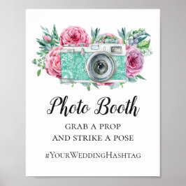 Foto boho bruiloft. Floral hashtag Poster