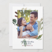 Foto Boho Burgundy Navy Mauve Floral Wedding Kaart (Achterkant)