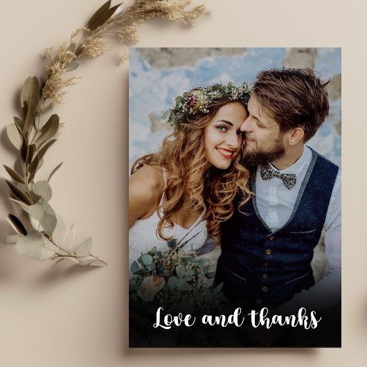 Foto Boho chique retro kleurrijke bloemenbruiloft Bedankkaart