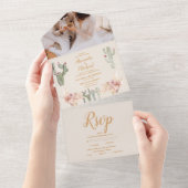 Foto Boho Desert Cactus Bruiloft All In One Uitnodiging (Afscheurbaar)