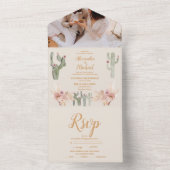 Foto Boho Desert Cactus Bruiloft All In One Uitnodiging (Binnen)