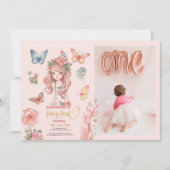 Foto Boho Fairy Eerste Meisje's 1e Verjaardag Kaart (Voorkant)