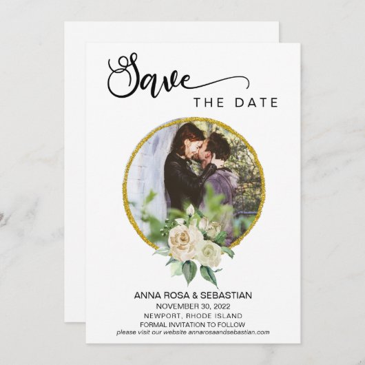 *~* FOTO Boho Floral Rozen Weduwnaar sparen de dat Save The Date (Voorkant / Achterkant)