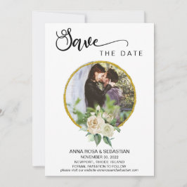 *~* FOTO Boho Floral Rozen Weduwnaar sparen de dat Save The Date