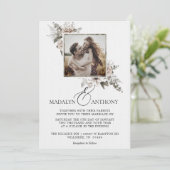 Foto Boho Floral Waterverf bruiloft Kaart (Staand voorkant)