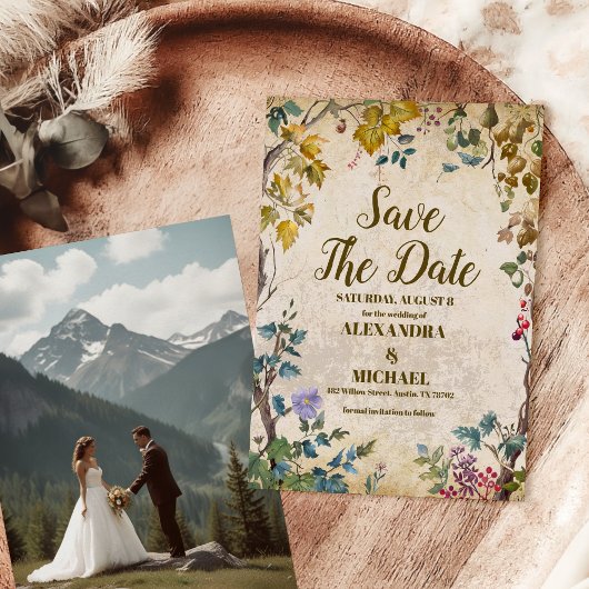 Foto Boho Herfst Wilde Bloem Botanische Trouw Save The Date