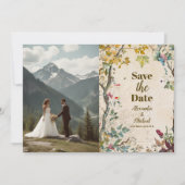 Foto Boho Herfst Wildflower Botanische bruiloft Save The Date (Voorkant)