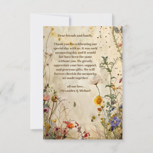 Foto Boho Herfst Wildflower Wedding Bedankkaart (Achterkant)