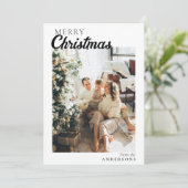 Foto Boho Minimalist Modern Merry Christmas Feestdagenkaart (Staand voorkant)
