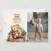 Foto Boho One Happy Camper 1e verjaardagsfeestje Kaart (Voorkant)