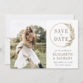Foto Boho Pampas Gras Krans Save the Date Kaart (Voorkant)
