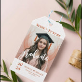 Foto Boho Peach Fuzz Grijp het toekomstige Afstude Cadeaulabel
