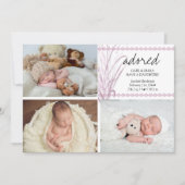 Foto Boho Pink Pampas Grass Birth Aankondiging (Voorkant)