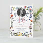 FOTO Boho Pressed Wildflowers Sweet 16 Birthday Kaart (Staand voorkant)